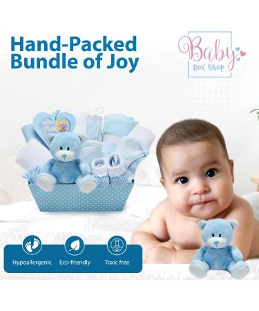 Baby Box Shop New Born Baby Boy Gifts Set - Blue | New Baby Essentials & Hampers - Buy Online on GoSupps.com