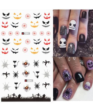Buy Halloween Nail Art Stickers - Ghost Bat Sugar Skull & Spider Web Designs for DIY Manicure | International Shipping - Buy Online on GoSupps.com