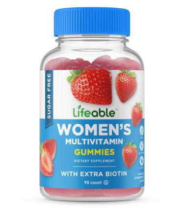 Lifeable Sugar Free Multivitamin for Women - Vegan Great Tasting - w/Vitamin A C D E B1 B2 Niacin B5 B6 Folate B12 Biotin Iodine Zinc Chromium Ginseng Lycopene Inositol - 90 Gummies - Buy Online on GoSupps.com