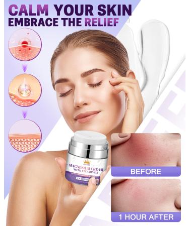 5-In-1 Magnesium Cream-Magnesium Lotion for Sleep Soothing Discomfort Moisturing&Hydrating with Lavender Vitamin D3 Chamomile Suitable for Youth & Adults All Skin Types (1.7 FL OZ) 1.7 Fl Oz (Pack of 1) - Buy Online on GoSupps.com