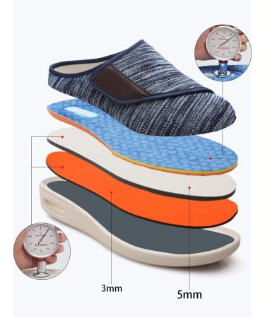 Buy Men's Adjustable Strap Diabetic Slippers - Wide Walking & Orthopedic Edema Shoes for Grandparents (Dark Blue Size 12 - Buy Online on GoSupps.com