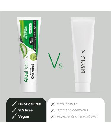 Aloe Dent Charcoal Toothpaste 100ml - Fluoride-Free, Vegan, SLS-Free, Whitening, Healthy Gums - Cruelty-Free Natural Action | Pack of 1 - Buy Online on GoSupps.com