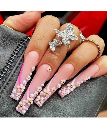 3D Flower Nail Charms Set - TEOYALL Acrylic Flowers with Gold and Silver Caviar Beads for Manicure DIY Decorations - Buy Online on GoSupps.com