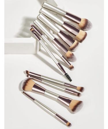 Hexue 10 pcs Champagne Gold Makeup Brush Set  16 Total Makeup Brushes  No Shed  Cruelty-free  Silky feel  Plus Carrying Bag