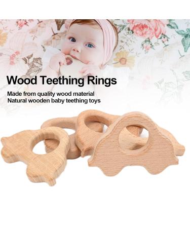 5 Wooden Baby Bite Rings - Natural Beech Animal Teething Toys for Pain Relief | Durable & Smooth Design - Buy Online on GoSupps.com