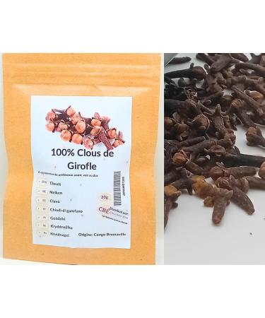 Clou de Girofle CB 20g - Clous de Girofle Entiers - 100% naturel Qualit Sup rieure - Ar me Intense - Essentielle pour la cuisine la p tisserie le th ou le vin chaud - pice d'Afrique - Buy Online on GoSupps.com