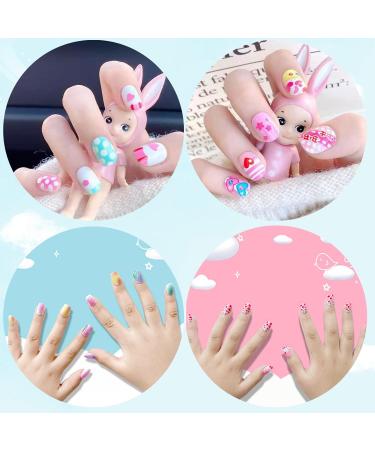 Buy 96 Pcs Pre-Glued Kinder gel - Girls' Press-On Short Fake Nails | Great for Kids | Fast International Shipping - Buy Online on GoSupps.com