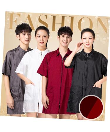 IWOWHERO Hairdresser Uniform Salon Gowns for Women Haircut Smock Stylists Salon Smocks Women s Overalls Haircutting Apron Hair Color Shampoo Salon Barber Cape Work Jacket Robe Zipper White 83X63cm - Buy Online on GoSupps.com