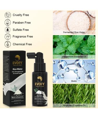 Rice Water Hair Strengthening Spray - Biotin & Rosemary Infused for Thicker Stronger Hair - Growth Serum for Women & Men - Buy Online on GoSupps.com