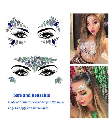 GULELAYAR Rhinestone Gem Stickers for Face - 3 Sets Festival Face Jewels Tattoo Eyes Body Gem Sticker - Temporary Crystal Tears Stones for Carnival, Music Festival, Rave Party - Buy Online on GoSupps.com