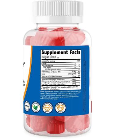 Nutricost Apple Cider Vinegar 500mg Gummies - Apple Flavored, Gluten Free, Non-GMO - 120 Count - Buy Online on GoSupps.com
