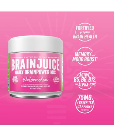 BrainJuice Daily BrainPower Mix - Watermelon | Premium Nootropic Supplement for Energy, Focus, Memory & Mood - Buy Online on GoSupps.com