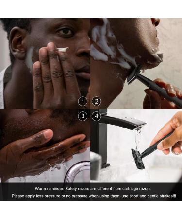 Matte Black Double Edge Safety Razor + 10 Platinum Coated Blades | Men's Single Blade Shaving Razor | Travel Essential for Women | Reusable - Buy Online on GoSupps.com