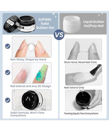 Solid Builder Gel for Nails - 3D Clear Nail Art Gel for DIY Nail Extension & Decoration - Non-Stick 14g (0.49fl oz - Buy Online on GoSupps.com