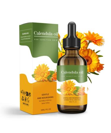 Calendula Oil - 100% Natural Calendula Oil for Anti-Aging Moisturizing Wrinkle Reduction & Skin Firming - for Hair Skin Face Scalp & Body Massage (1 Fl Oz)