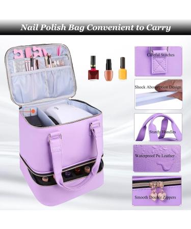 FCQQYWZ Nail Polish Case & Dryer Bag - Purple | Holds 30 Bottles (15ml) | 2 Layer Storage with Handles | Travel-friendly Nail Lamp Organizer - Buy Online on GoSupps.com
