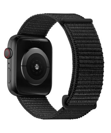 Oxwallen Sport Loop Nylon Band Compatible with Apple Watch 7/8 Ultra 49mm 45mm 42mm 44mm, Comfortable Braided Strap Women Men Competible for iWatch SE & Series 7/8 6 5 4 3, Black Black 49/45/42/44MM