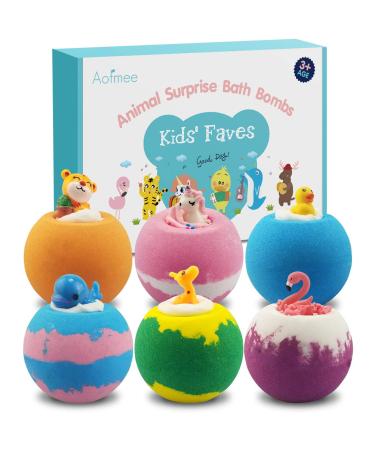 Aofmee Bath Bombs for Kids, Handmade Natural Bath Bombs with Surprise Inside, Shea Cocoa Butter Moisturize, Spa Fizzies Bath Bomb Kit, Birthday Christmas Holiday Gifts for Women, Girls, Boys 6 Cute Bath Bombs - Buy Online on GoSupps.com