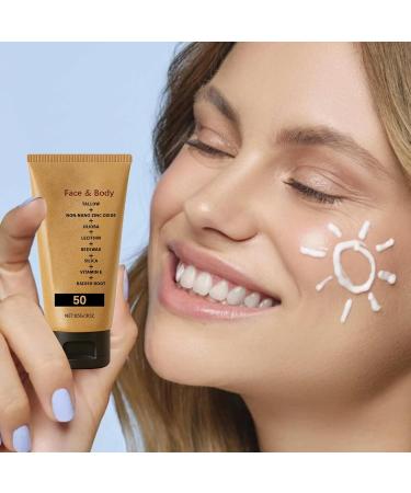  Fravsiu Tallow Sunscreen Lotion Spf 50 Organic Sun Cream Non Greasy Moisturizing Formula Broad Spectrum Skin Protection Natural Face & Body Care Ideal for Outdoor Daily Use - Buy Online on GoSupps.com