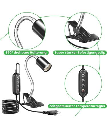 Buy BRIGHARK Reptile Aquarium Heat Lamp - Time-Controlled 200W E27 Turtle Thermal Lamp for Lizard & Terrarium (AC220-240) - No Light Bulb Included - Buy Online on GoSupps.com