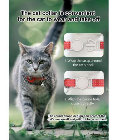 Reflective Airtag Cat Neck Band - Light Tracker Collar with Bell for Kittens & Cats - Red - Buy Online on GoSupps.com