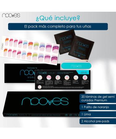  NOOVES NOOVES Rainbow Star Nail Gel Sheets - 20 Sheets - Nail Art - Semi-Hardened Premium Nail Polish - 1 Nail File and 1 Orange Stick - Vegan - Buy Online on GoSupps.com