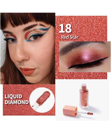 Oulac Liquid Glitter Eyeshadow Set - Metallic Green & Gold Shimmer Eyeshadow for Christmas Eye Make-up | Vegan & Cruelty-Free - Buy Online on GoSupps.com