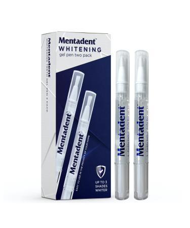 Mentadent Teeth Whitening Pen (2 Pens)  Enamel Safe Teeth Whitener  Stain Remover  Promotes Beautiful Smile  No Sensitivity  Easy to Use  Non-Toxic  Effective & Painless  Travel-Friendly - 0.134 Oz