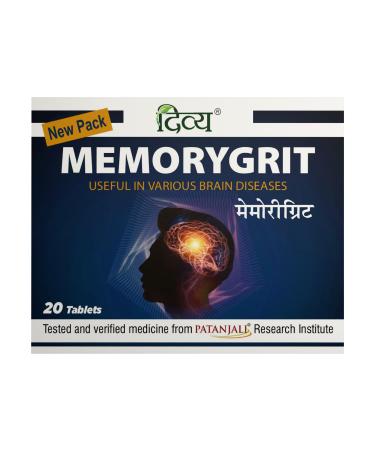 Patanjali Divya Memorygrit 20 Tablets Ayurvedic Supplement for Memory Focus and Brain Health Support (Pack of 1)