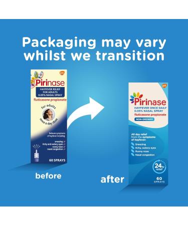 Pirinase Hayfever Relief Nasal Spray - Non-drowsy Adult Hay Fever Medicine (60 Sprays) - Buy Online on GoSupps.com