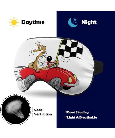 Light-Blocking Funny Dog Sports Car Sleep Mask | Soft Cartoon Eye Cover for Women & Men | Adjustable Comfortable Blindfold - Buy Online on GoSupps.com