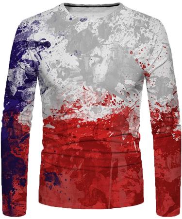 Men's Quick-Dry Long Sleeve Graphic Workout Shirt - Red, Size XL - Buy Online on GoSupps.com