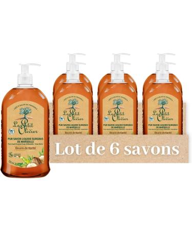  Le Petit Olivier LE PETIT OLIVIER - Pack of 6 - Pure Liquid Superfat Marseille Soap - Shea Butter - Gently Cleanses Skin - Fragrance from Grasse - 96% Natural Origin - Made in France - 750ml - Buy Online on GoSupps.com