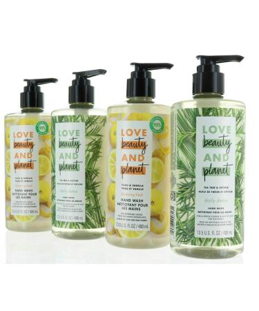 Love Beauty And Planet Store Yuzu and Vanilla liquid and Tea Tree and Vetiver Hand Wash 13.5 Oz (4 Pack) 2 of each flavor 13.5 Fl Oz (Pack of 4)