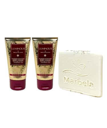 Bath & Body Works Luminous 2 Piece Mini Body Cream Bundle with a Natural Oats Sample Soap - Travel Size