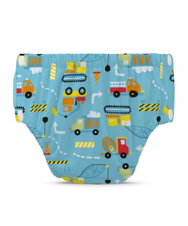 Charlie Banana Reusable Swim Diaper with Snaps, Easy-On and Off, Snug Fit to Prevent Leaks, Construction, X-Large (27-44lbs) Construction X-Large