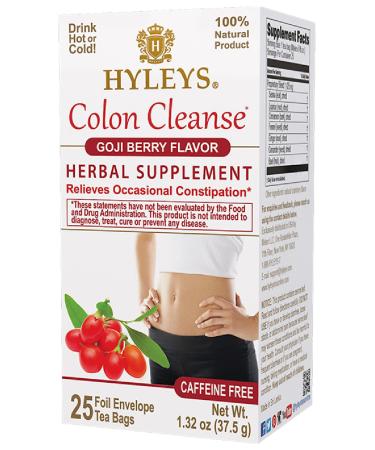 HYLEYS Tea Wellness Colon Cleanse Goji Berry - 25 Tea Bags  1 Pack Goji Berry 25 Count (Pack of 1)