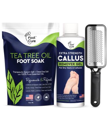 Tea Tree Foot Soak Callus Remover Gel - Extra Strength Callus Remover Gel & Foot Soak With Epsom Salts For Calluses Dry Cracked Heels Toenail Fungus & Odor - Pedicure for Tired Feet