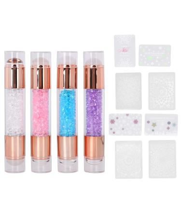 Silicone Nail Stamper Nail Art Stamper Nail Stamping Kit 4 Sets Manicure Art Stampers Silicone Stamp Pens Double Ended Nail Stamp With Nail Seal Plate for Home Nail Salon
