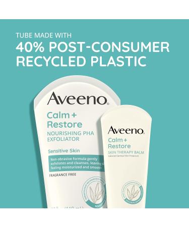 Aveeno Calm + Restore Nourishing PHA Facial Exfoliator Daily for Sensitive Skin Fragrance-Free & Non-Abrasive Oat Formula to Gently Exfoliate & Cleanse Skin Hypoallergenic 4 fl. oz - Buy Online on GoSupps.com