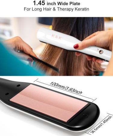 K&K Keratin Therapy Hair Straightener 1.5 Inch Ceramic Tourmaline Flat Iron for Smoother Shinier Hair Professional Styling Tools International Shipping Available - Buy Online on GoSupps.com