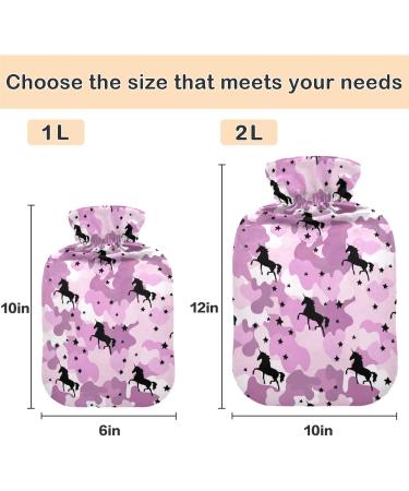 NAANLE CAMO Horse Heat Bottle - 1L Transparent Hot Water Bottle for Bed & Pain Relief - Hand & Foot Warmer for Warmth & Cold Therapy - Buy Online on GoSupps.com
