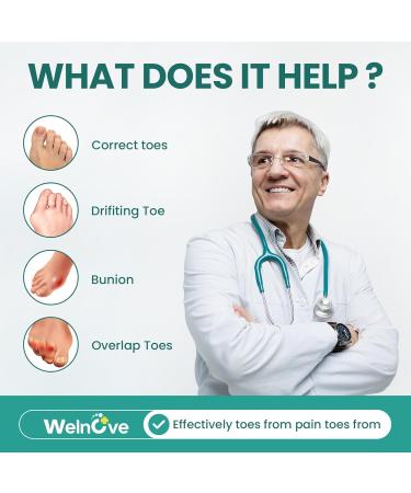 Welnove Bunion Cushion Protector - 8 Pack Aloe Vera Gel Shield for Foot Pain Relief & Calluses - Bunion Corrector with Separator (White - Buy Online on GoSupps.com