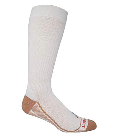 Unisex Diabetic Copper Compression Over The Calf Socks (1 Pair) Made in the USA X-Large White Compression