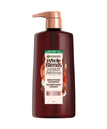 Garnier Whole Blends Smoothing Shampoo for Frizzy Hair with Coconut Oil and Cocoa Butter Extract Paraben-Free 828ml Shampoo 828 ml (Pack of 1)