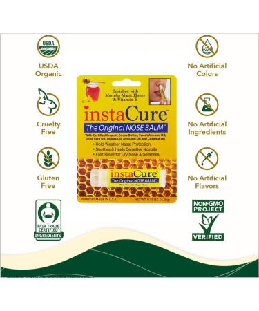 InstaCure Original Nose Balm with Manuka Honey | Fast Relief for Cracked & Dry Noses | Jumbo Skin Revival Balm - Heal & Sooth 1 Ounce - Buy Online on GoSupps.com