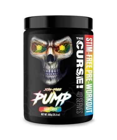 JNX SPORTS The Curse! Pump Stim-Free Pre-Workout | Sour Candy 40 Serves | Caffeine-Free Pump Pre Workout Non-Stim Nitric Oxide Preworkout for Men & Women
