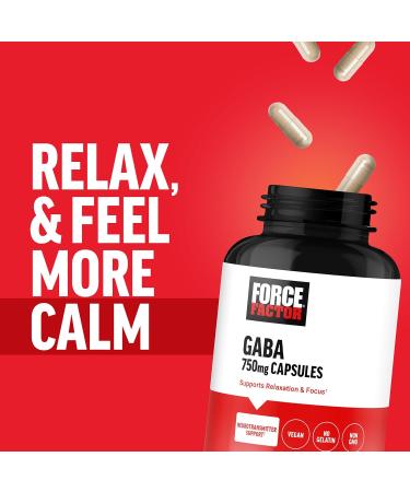 Force Factor GABA 750mg Capsules GABA Supplement to Support Calm Relaxation Sleep & Focus Neurotransmitter Support Vegan Non-GMO 100 GABA Capsules - Buy Online on GoSupps.com