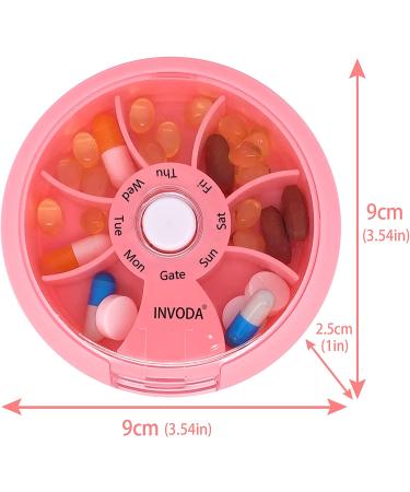 Pink Weekly Pill Organizer with 7 Compartments - Portable Travel Pill Box for Vitamins and Fish Oil Supplements - Buy Online on GoSupps.com