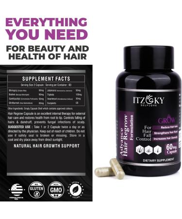 Hair Growth Capsules - 60 Organic Pills for Stronger Fuller Hair in Men & Women | Natural Hair Thickening & Regrowth - Buy Online on GoSupps.com